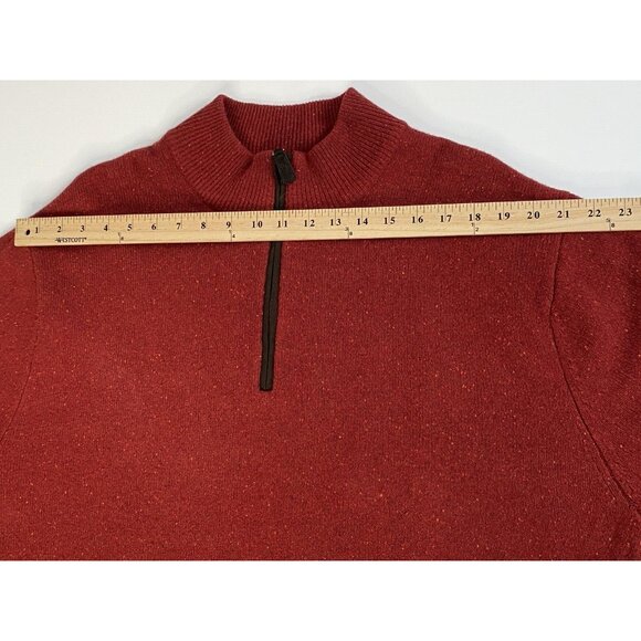 Orvis ¼ Zip Wool Sweater Men’s XL Burnt Orange Flecked Pullover Midweight - Picture 15 of 16